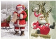  2 Lovely Christmas Snow Scenes with Santas A5