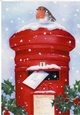 Lovely Christmas Robin Sat On A Letterbox with holly  A4