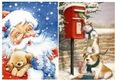 2 Lovely Christmas  card fronts with santa and puppies  A5