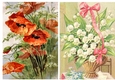 2 Beautiful Red Poppies/lily of the valley card fronts