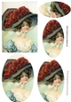 Beautiful Vintage Lady in a Hat (one) oval pyramids