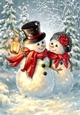Lovely Snowman Couple With Lantern A4