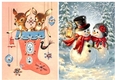 Lovely Snowman Couple and reindeers card fronts A5