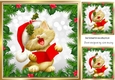 Lovely Holly and Berry frame with a kitty carol singing 8x8