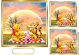 Lovely pooh bear with friends picnic time autumn with tree 7x7
