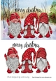 3 Lovely Gnomes in Red in snow scene A5