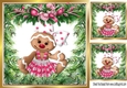 Sweet little gingerbread girl in pink bows with flowers 8x8