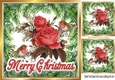 Pretty red winter roses with robins 8x8