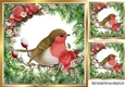 pretty robin with berries and roses 8x8
