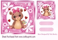 Sweet little valentine bear with hearts/flowers 7x7