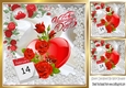 14th Feb Valentines day hearts, satin, lace and roses 8x8