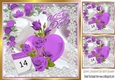 14th Feb Valentines day hearts, satin, lace and purple roses 8x8