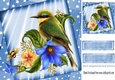 Pretty tropical Bird with flowers And blue Stars 8x8 Card Front