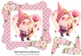 Cute valentine gnome with pink roses 7x7 (one)