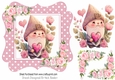 Cute valentine gnome with pink roses 7x7 (four)