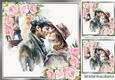 Lovely portrait of a romantic couple with pink roses 8x8 (two)