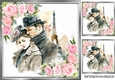 Lovely portrait of a romantic couple with pink roses 8x8 (three)