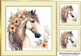 Beautiful Horse with flowers in cream/gold frame 8x8 (one)
