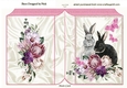 Cute Rabbits with pink/lilac flowers folded book