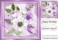 Pretty White and lilac Floral Bouquet in ornate 8x8 frame