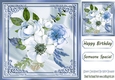 Pretty White and Blue Floral Bouquet in ornate 8x8 frame