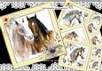 4 Beautiful Horses with flowers in cream/gold frames 8x8 Mini kit