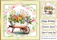 Lovely flowers in a wheel barrow, cream and floral 8x8 frame (one)