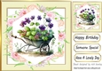 Lovely flowers in a wheel barrow, cream and floral 8x8 frame (two)