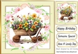 Lovely flowers in a wheel barrow, cream and floral 8x8 frame (four)