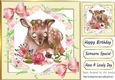 Lovely Deer with flowers and bows 8x8 card front (two)