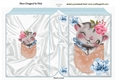 Cute little kitty in pocket with flowers A5 Folded Book (four)