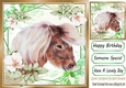 Beautiful horse with flowers in leaf frame 8x8 (two)