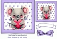 Lovely Purple Heart Toppers with a cute valentines koala 7x7 with Bow