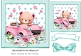 Lovely turq Heart Topper a cute valentines bear with flowers 7x7 