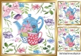 Pretty flower 8x8 Card  front with painted floral teapot
