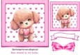 Cute little puppy with hearts and pink bow 7x7 card front (one)