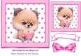 Cute little puppy with hearts and pink bow 7x7 (two)