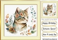 Lovely Portrait of a cat with flowers (two) 8x8