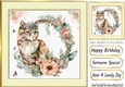 Lovely Portrait of a cat with flowers (three) 8x8