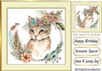 Lovely Portrait of a cat with flowers (four) 8x8