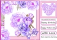 Lilac Peonies with bouquet and bow 8x8 card front