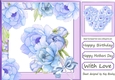 Blue Peonies with bouquet and bow 8x8 card front