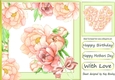 Peach Peonies with bouquet and bow 8x8 card front