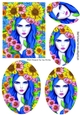 Pretty Modern Art Lady with flowers  Oval Pyramids (one)