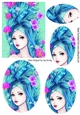 Pretty Modern Art Lady with flowers  Oval Pyramids (two)