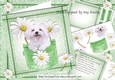 Cute White Dog With Daisies in Green Denim Pocket  8x8 Mini kit