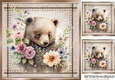 Lovely Huggy Bear in Stitched Denim Brown Card 8X8