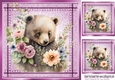 Lovely Huggy Bear in Stitched Denim Pink Card 8X8