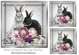 Lovely Stitched Denim Silver Card Fronts 7x7 with Rabbits