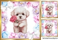 I Have A Rose For You! Sweet Puppy in 8x8 Flower Frame